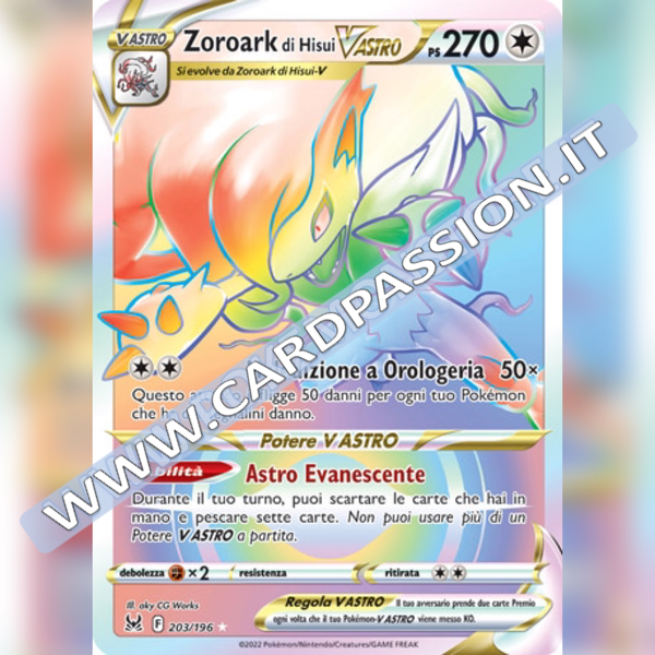203/196 Zoroark di Hisui VAstro | Origine Perduta - Card Passion