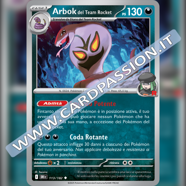 113/182 Arbok del Team Rocket | Rivali Predestinati