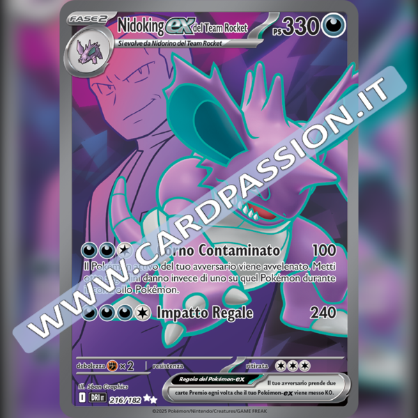 216/182 Nidoking-ex del Team Rocket (Full Art) | Rivali Predestinati