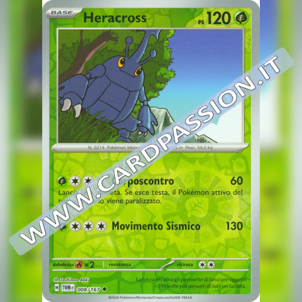 008/167 Heracross Reverse | Crepuscolo Mascherato