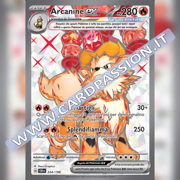 224/198 Arcanine ex Teracristal (Full Art) | Scarlatto e Violetto
