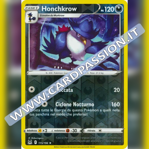 115/196 Honchkrow Reverse | Origine Perduta - Card Passion