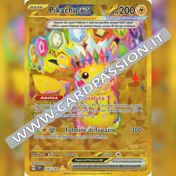 247/191 Pikachu ex Teracristal Gold | Scintille Folgoranti