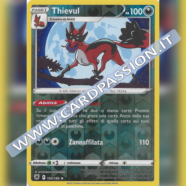 104/189 Thievul Rara Reverse | Lucentezza Siderale - Card Passion