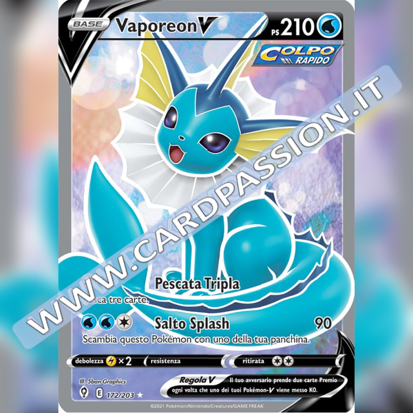 172/203 Vaporeon V (Full Art) | Evoluzioni Eteree - Card Passion
