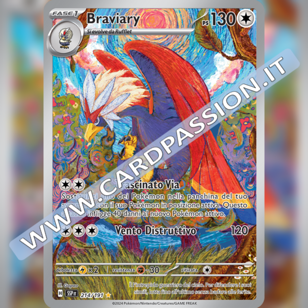 214/191 Braviary illustrazione Rara | Scintille Folgoranti