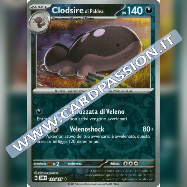 129/197 Clodsire di Paldea Reverse | Ossidiana Infuocata