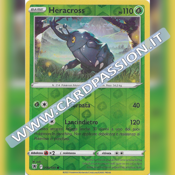 008/189 Heracross Comune Reverse | Lucentezza Siderale - Card Passion
