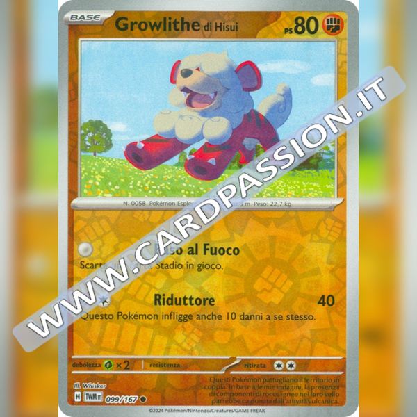 099/167 Growlithe di Hisui Reverse | Crepuscolo Mascherato