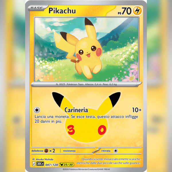 047/128 Pikachu (25/30) Holo | 30esimo Anniversario