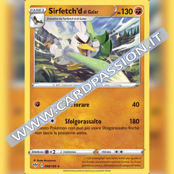 098/189 Sirfetch'd di Galar Rara | Fiamme Oscure - Card Passion