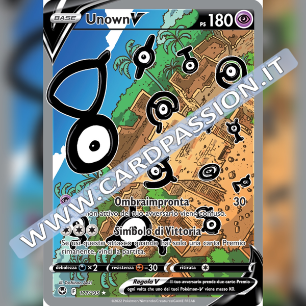 177/195 Unown V Full Alternative Art | Tempesta Argentata