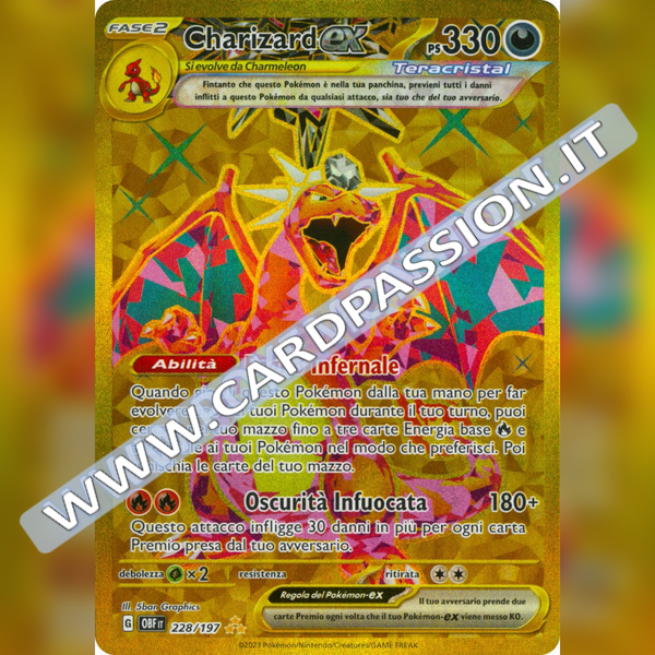 228/197 Charizard ex Teracristal Gold | Ossidiana Infuocata