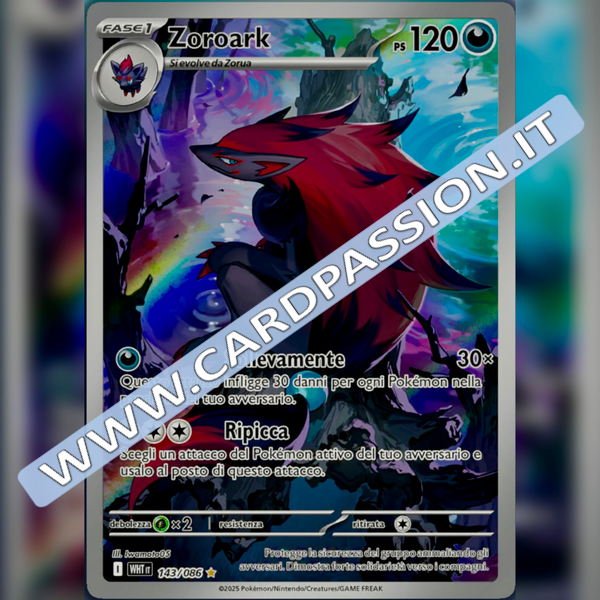 143/086 Zoroark Illustrazione Rara | Fuoco Bianco