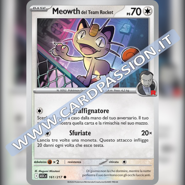 161/217 Meowth del Team Rocket | Ascesa Eroica