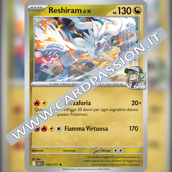 154/217 Reshiram di N Holo | Ascesa Eroica