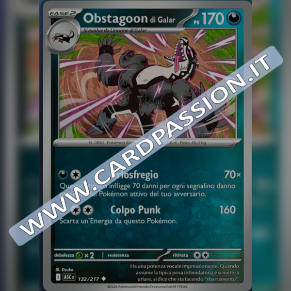 132/217 Obstagoon di Galar Reverse | Ascesa Eroica