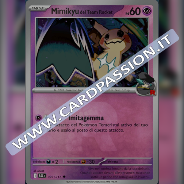 097/217 Mimikyu del Team Rocket Poke Ball Reverse | Ascesa Eroica