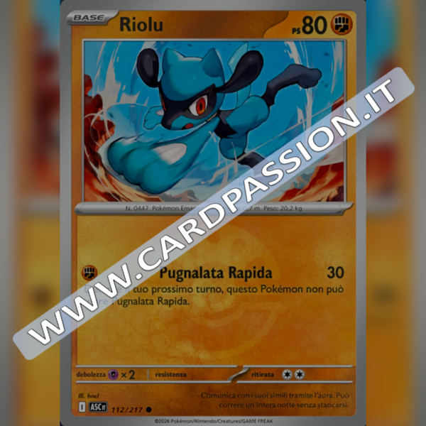 112/217 Riolu Poke Ball Reverse | Ascesa Eroica