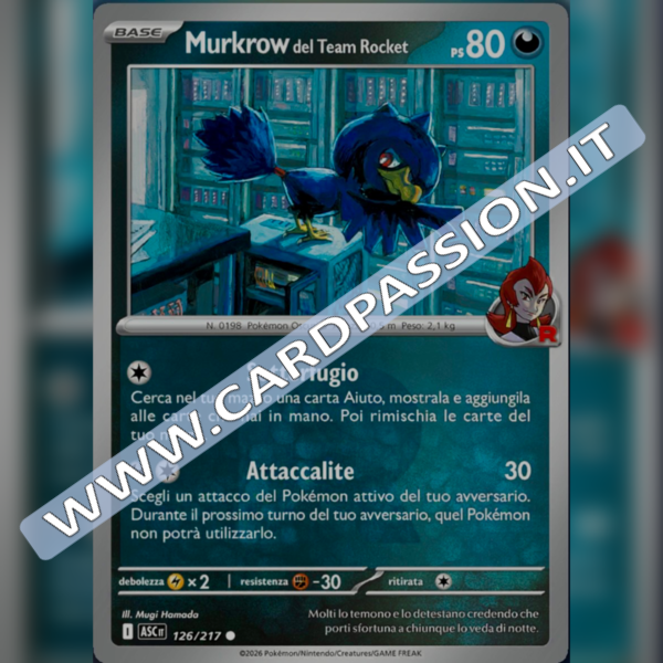 126/217 Murkrow del Team Rocket Poke Ball Reverse | Ascesa Eroica