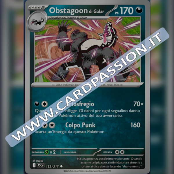 132/217 Obstagoon di Galar Poke Ball Reverse | Ascesa Eroica