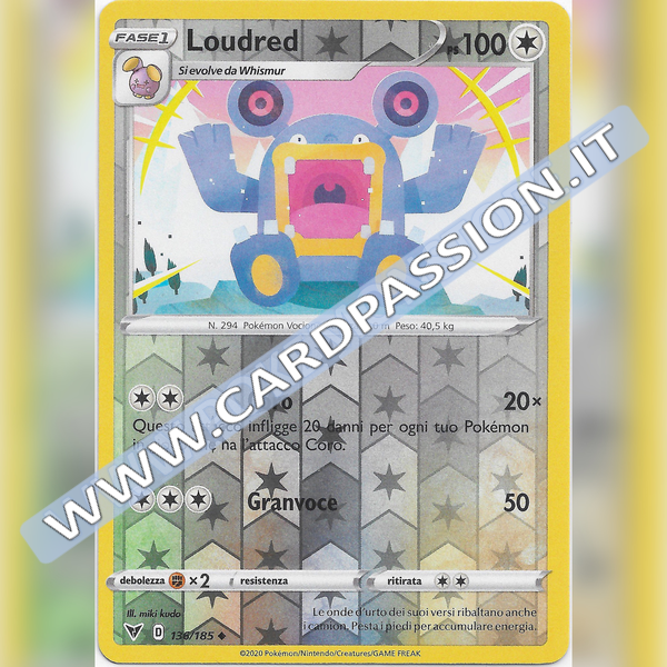 136/185 Loudred Reverse | Voltaggio Sfolgorante - Card Passion