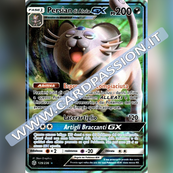 129/236 Persian di Alola GX | Eclissi Cosmica - Card Passion