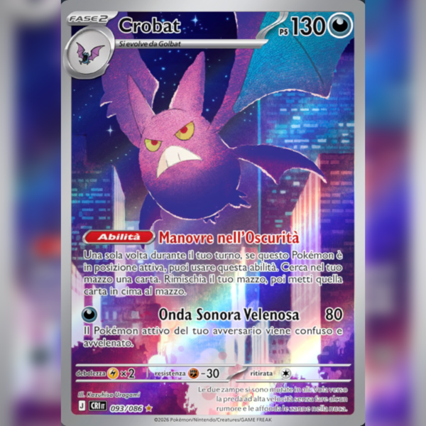 093/086 Crobat Illustrazione Rara | Caos Nascente