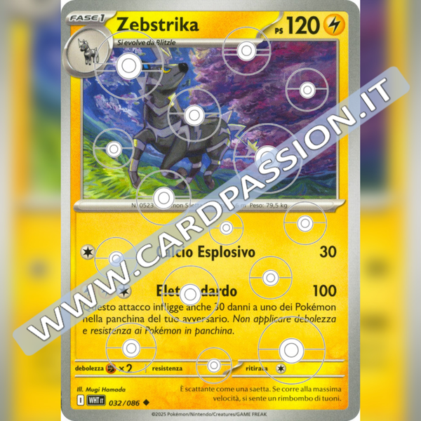 032/086 Zebstrika Poke Ball Reverse | Fuoco Bianco
