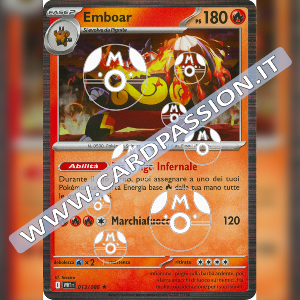 013/086 Emboar Master Ball Reverse | Fuoco Bianco