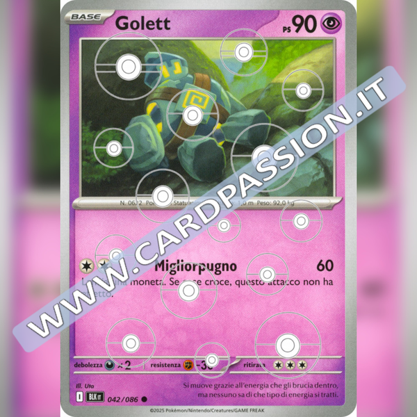 042/086 Golett Poke Ball Reverse | Luce Nera