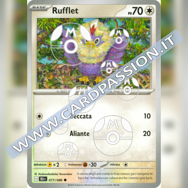 077/086 Rufflet Master Ball Reverse | Luce Nera