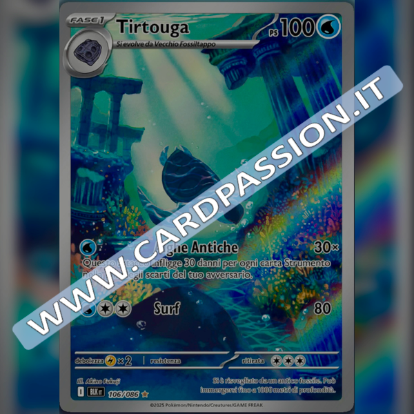 106/086 Tirtouga Illustrazione Rara | Luce Nera