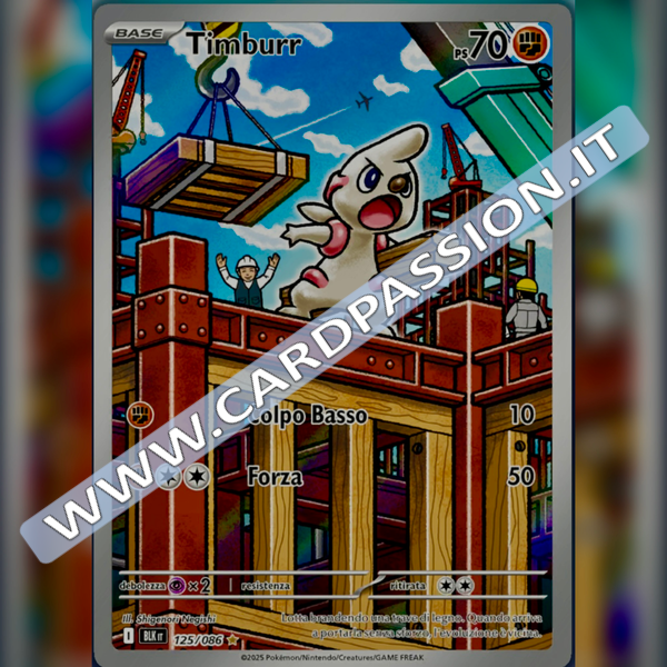 125/086 Timburr Illustrazione Rara | Luce Nera