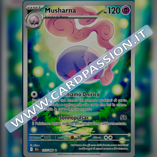 117/086 Musharna Illustrazione Rara | Luce Nera