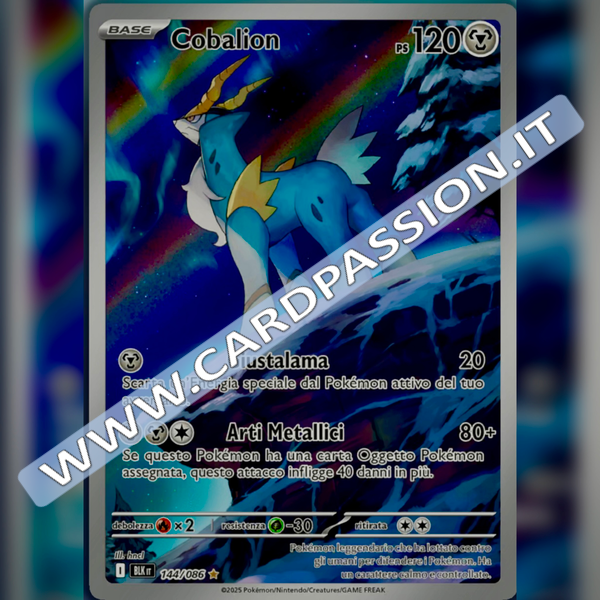 144/086 Cobalion Illustrazione Rara | Luce Nera