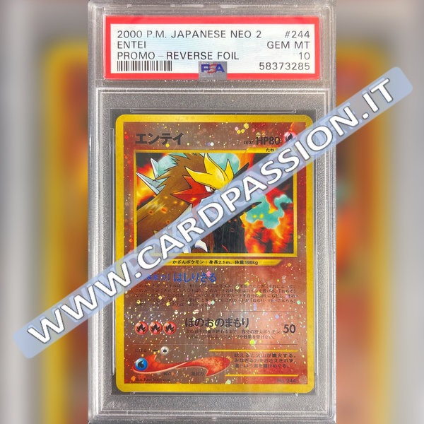 No. 244 Entei Reverse Holo Foil | Japanese Neo 2 - PSA 10