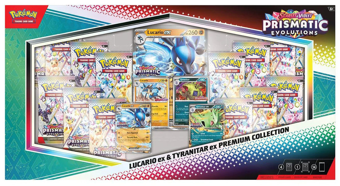 Prismatic Evolutions Lucario & Tyranitar ex Premium Collection in uscita da Sam's Club