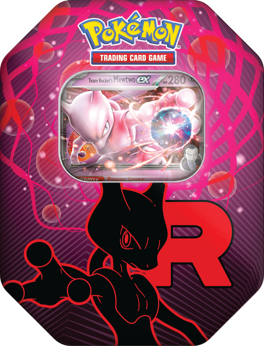 Tin da Collezione Pokémon Autunno 2025 a tema Team Rocket
