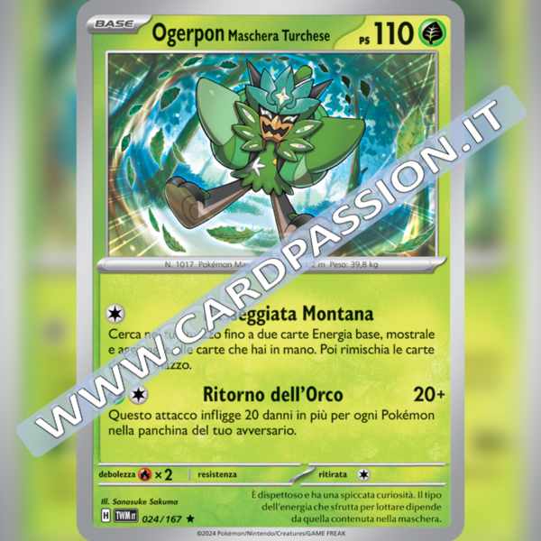 024/167 Ogerpon Maschera Turchese Holo | Crepuscolo Mascherato