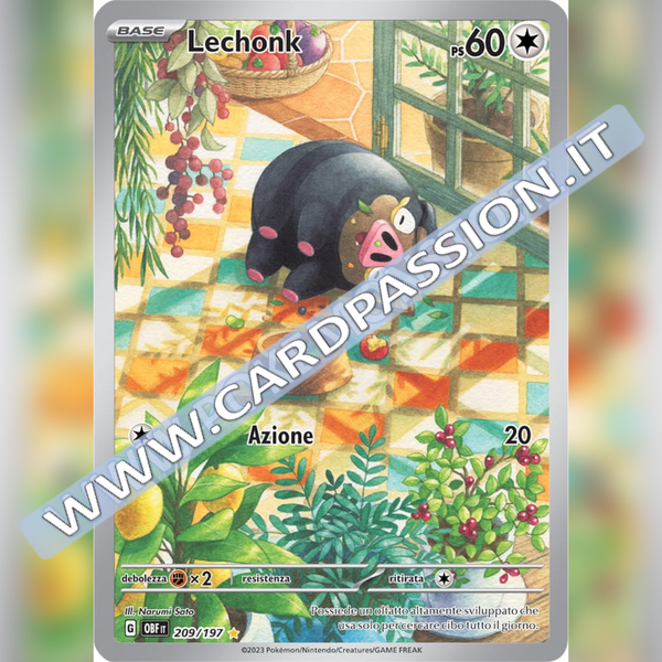 209/197 Lechonk Illustrazione Rara | Ossidiana Infuocata