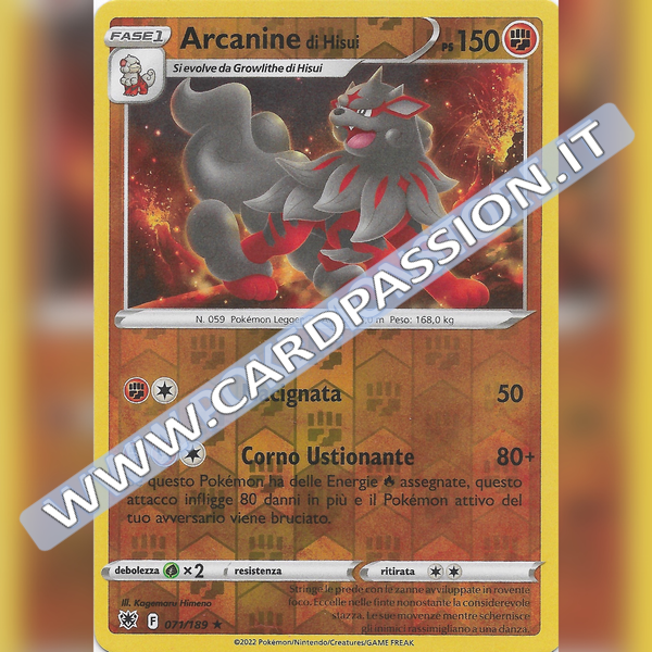 071/189 Arcanine di Hisui Rara Reverse | Lucentezza Siderale - Card Passion