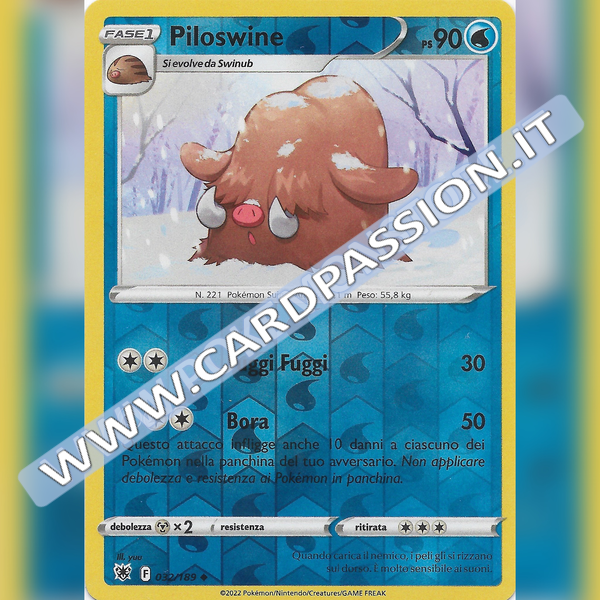 032/189 Piloswine Non Comune Reverse | Lucentezza Siderale - Card Passion