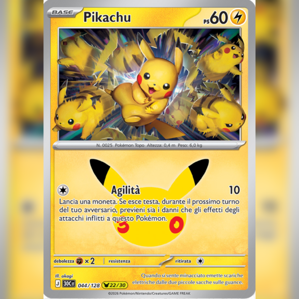044/128 Pikachu (22/30) Holo | 30esimo Anniversario