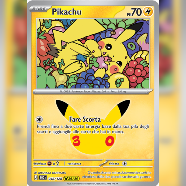 048/128 Pikachu (26/30) Holo | 30esimo Anniversario
