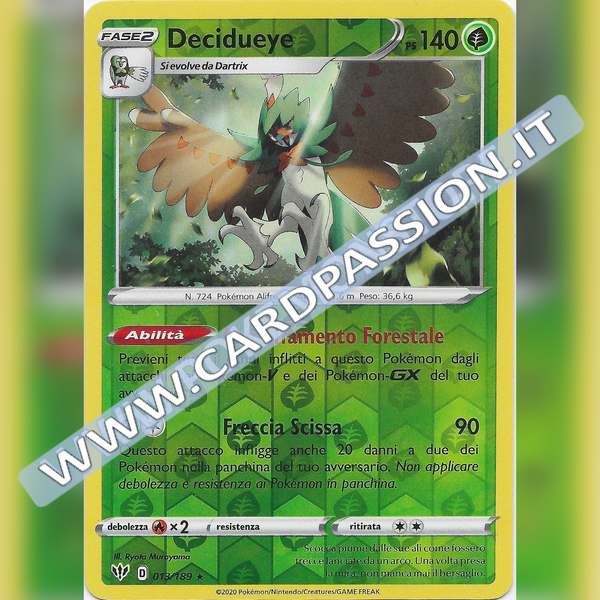 013/189 Decidueye Rara Reverse | Fiamme Oscure - Card Passion