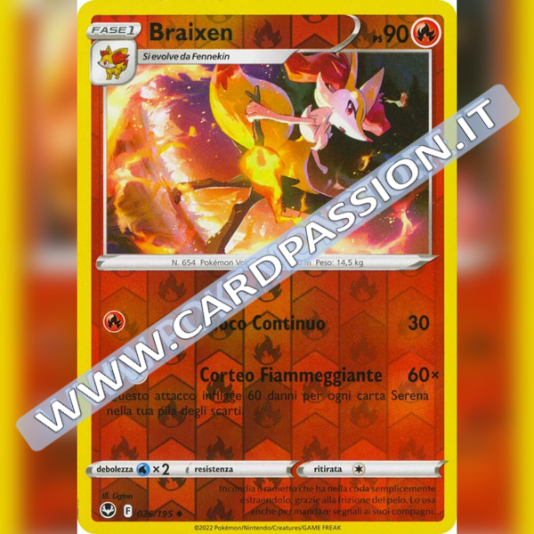 026/195 Braixen Reverse | Tempesta Argentata
