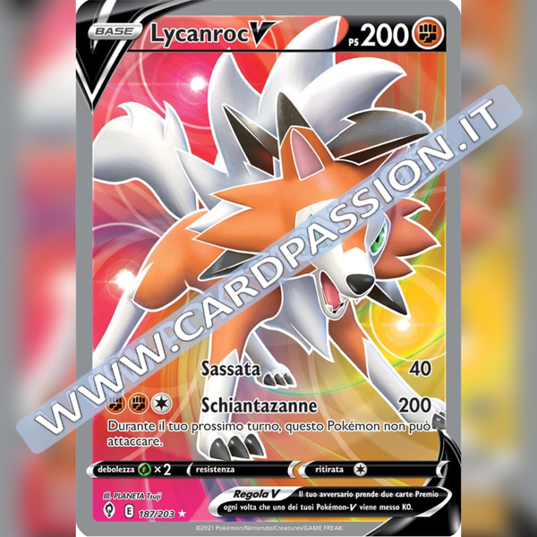187/203 Lycanroc V (Full Art) | Evoluzioni Eteree - Card Passion