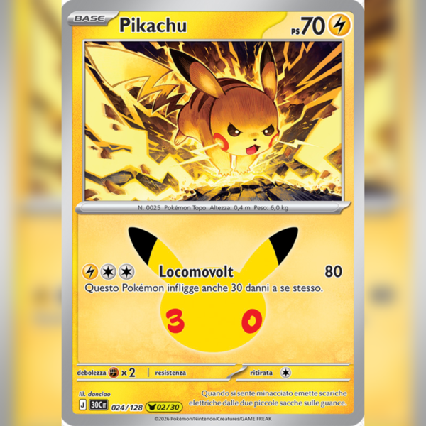 024/128 Pikachu (02/30) Holo | 30esimo Anniversario