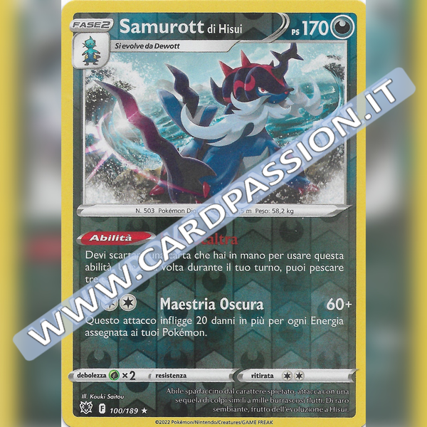 100/189 Samurott di Hisui Rara Reverse | Lucentezza Siderale - Card Passion